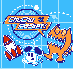 screenshot, ChuChu Rocket!, mouse, rocket, cat, space background