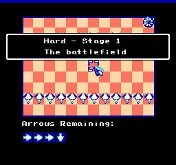 screenshot, Hard - Stage 1  The Battlefield, arrows remaining, gameplay background