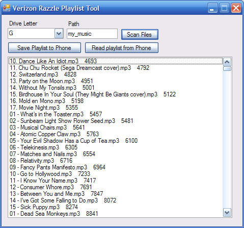 Verizon Razzle Playlist Maker Screenshot